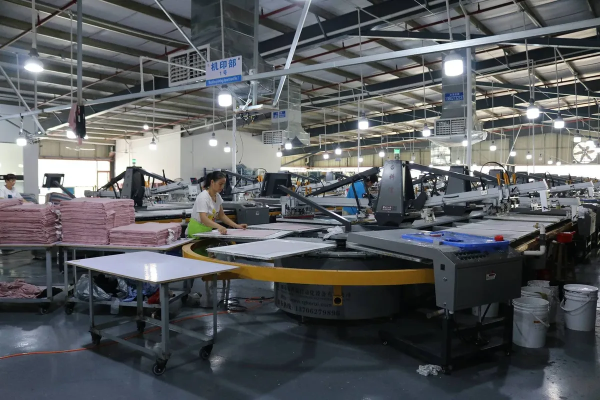 Automated screen-printing department in production