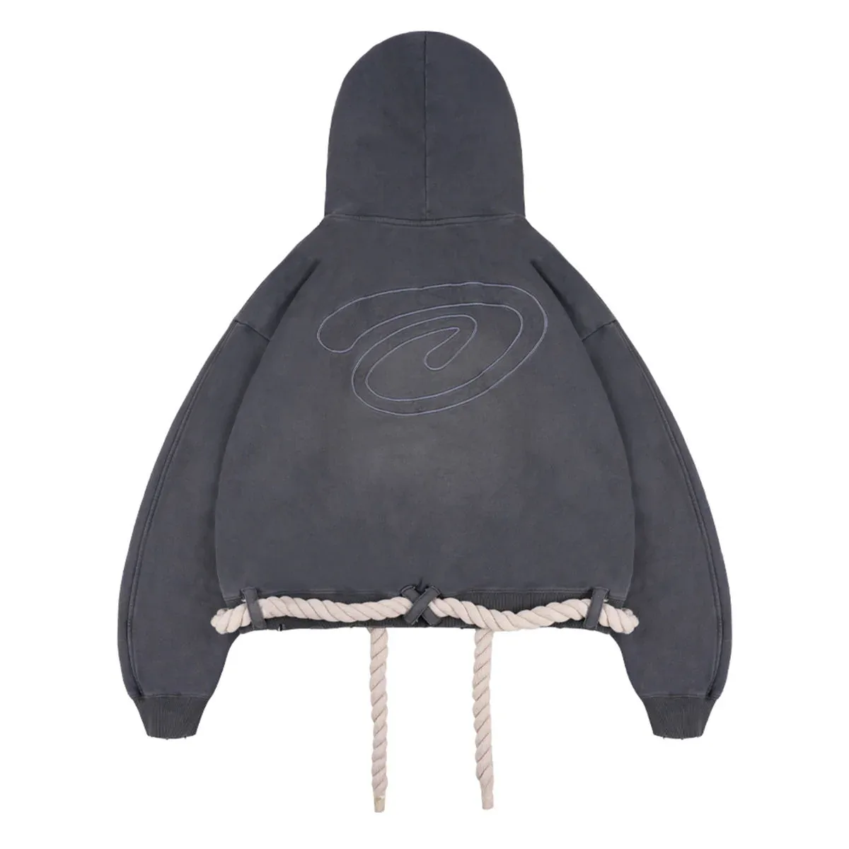 Back view of 420 gsm cropped pullover hoodie