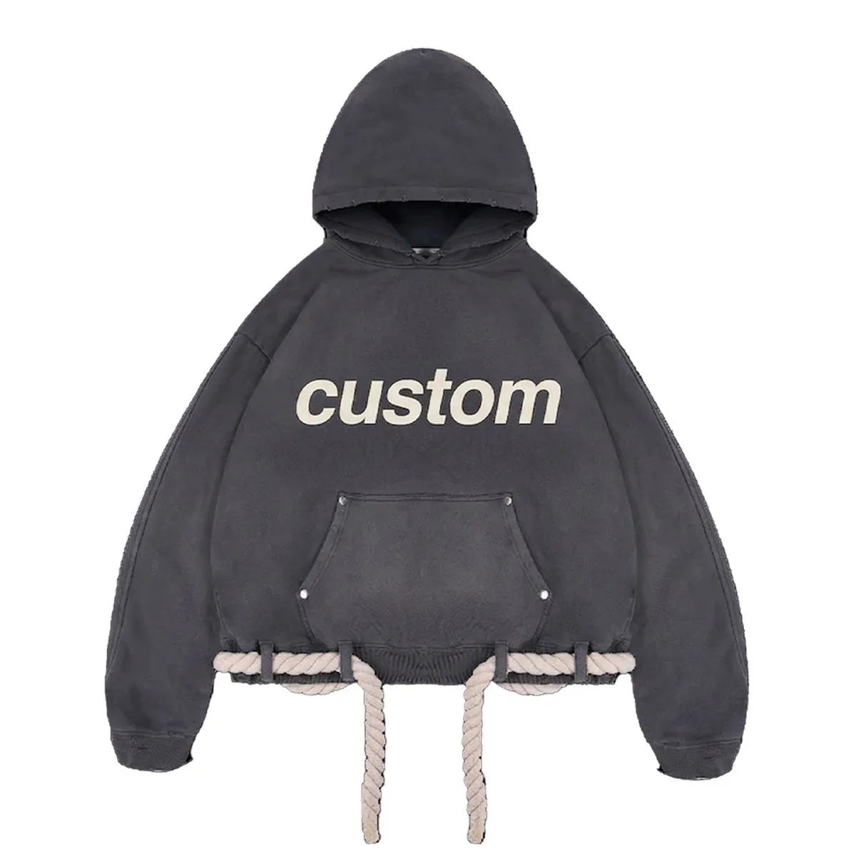 Front view of 420 gsm cropped pullover hoodie