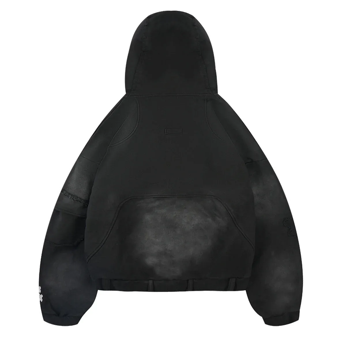 Back view of 450 gsm acid-wash panel hoodie