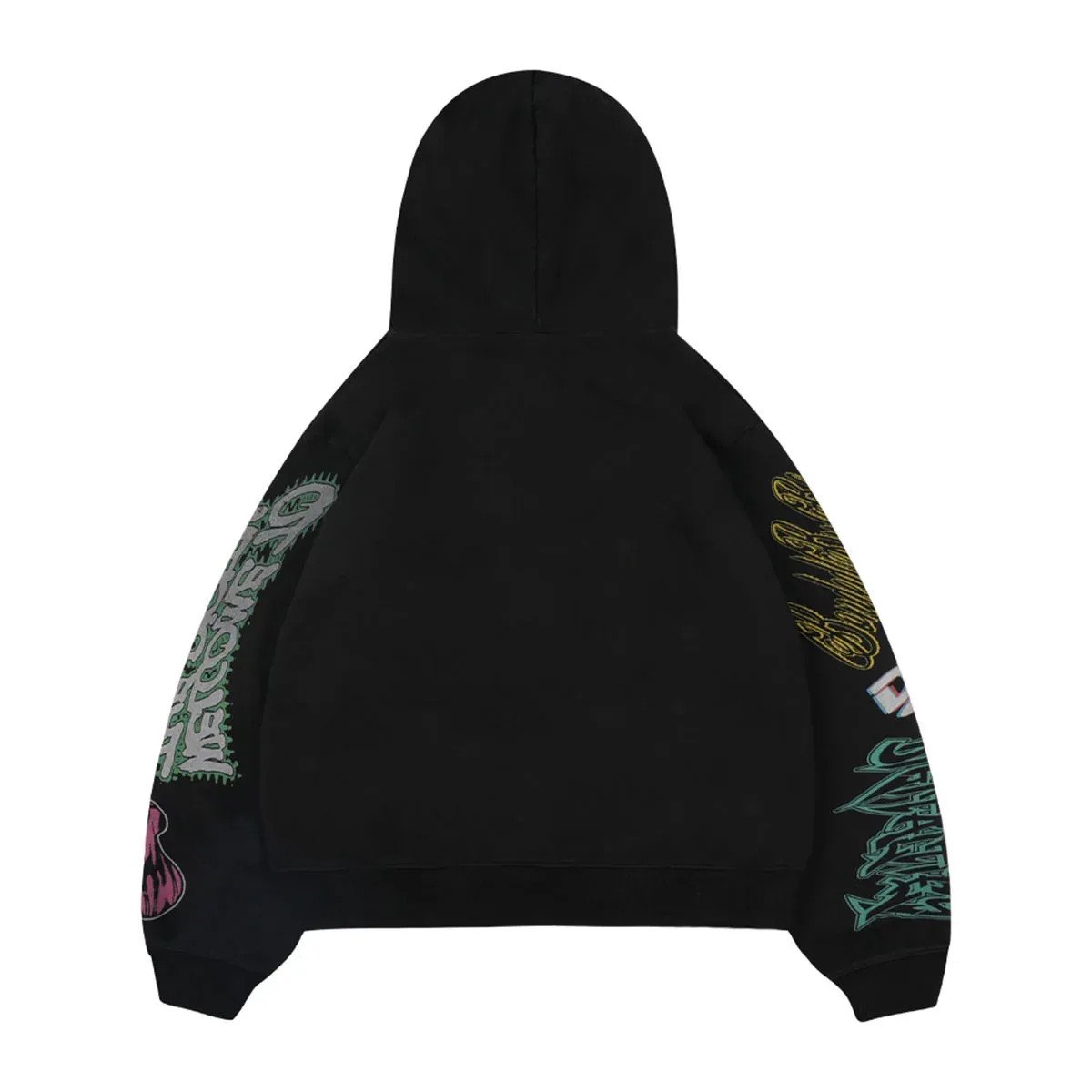 Back view of 450 gsm graphic full-zip hoodie
