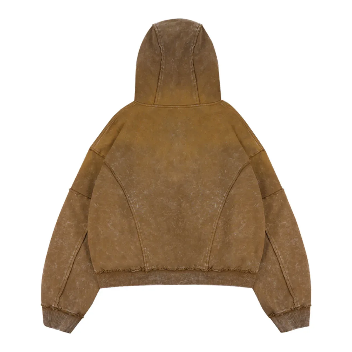 Back view of 450 gsm quarter-zip washed hoodie