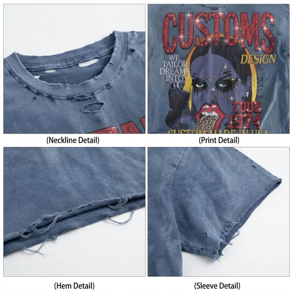 Sun-faded heavyweight T-shirt with rhinestone detail