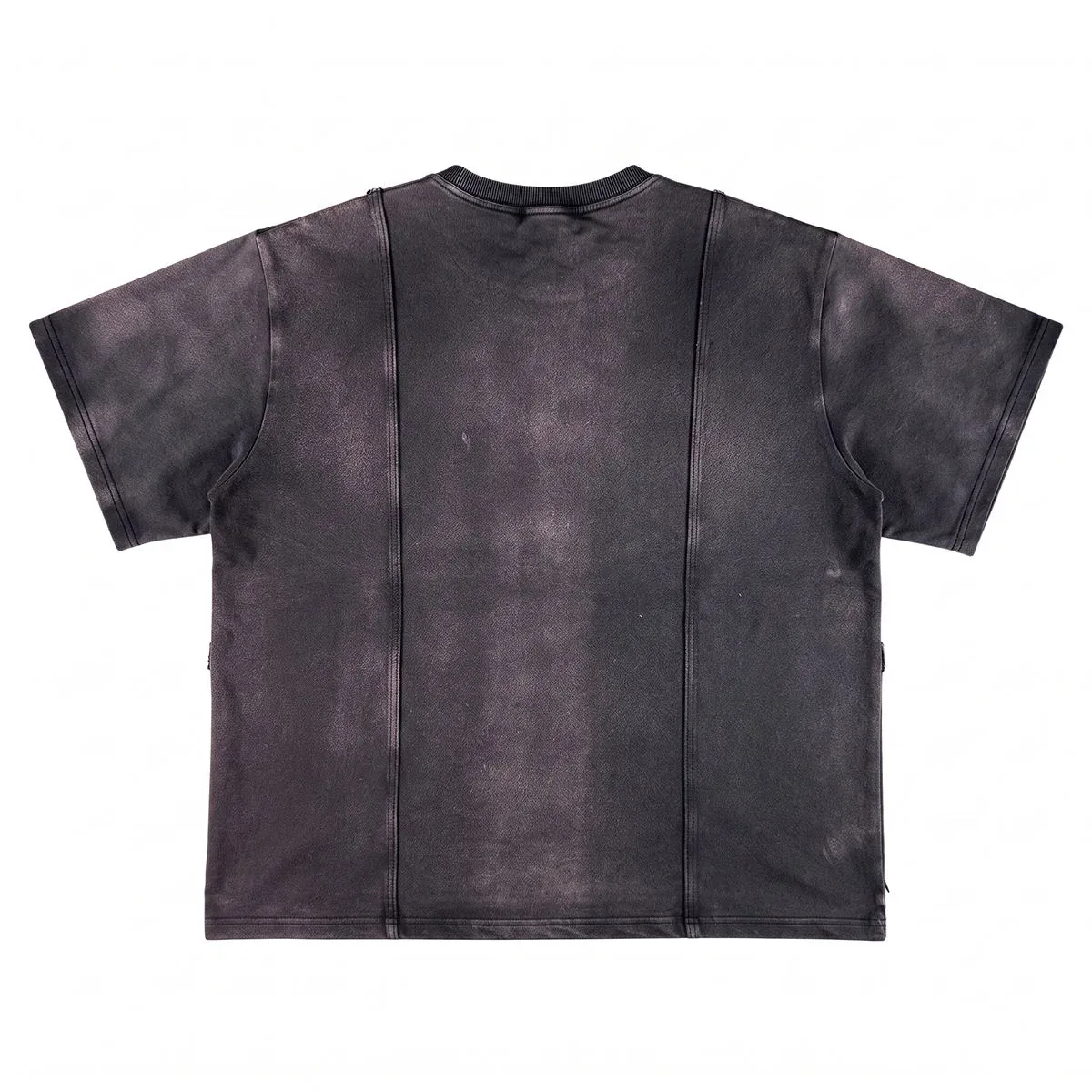 Back view of cut-and-sew studded boxy t-shirt